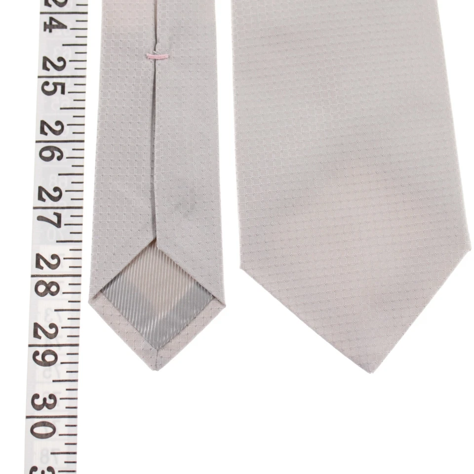 Borrelli NWT 100% Silk Tie in Light Gray with Mini Square/Check Pattern - Image 4 of 4