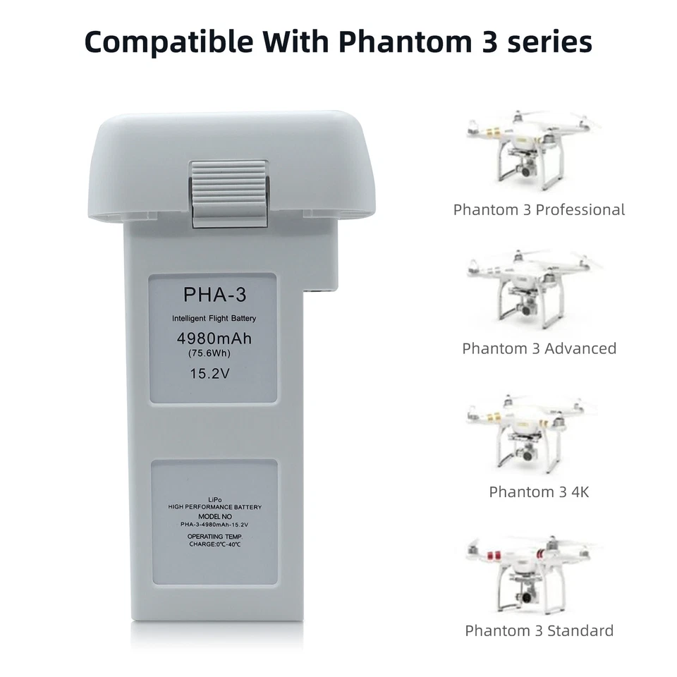2PCS 4980mAh Akku Batterie für DJI Phantom 3 Standard Advanced Professional DE - Bild 2 von 4