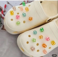 16pcs Rainbow Mushrooms For Croc Accessories Shoe Glow In The Dark