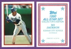 Bo Jackson Kansas City Royals 1990 Topps Glossy All-Star Send-Ins Card #44 of 60
