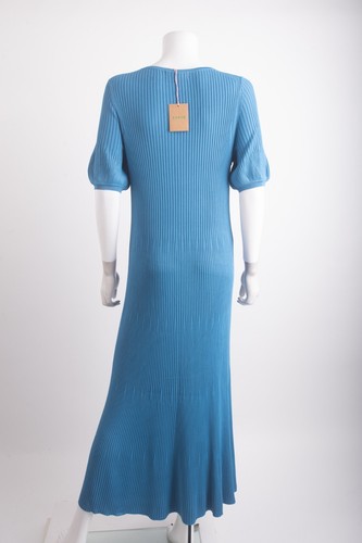 Boden Womans Empire Knit Dress midi UK 16R US 12 R Blue Ribbed Stretch NWT - Picture 5 of 6