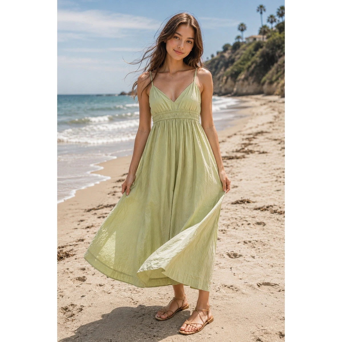 american eagle green maxi dress just letting the dress do its thing