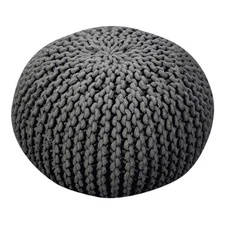 GDFStudio Poona Handcrafted Modern Cotton Pouf, Gray