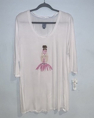 Jane & Bleeker Rayon Spandex Nightshirt Ballerina Be Mine Pink Sleep Dress NWT L