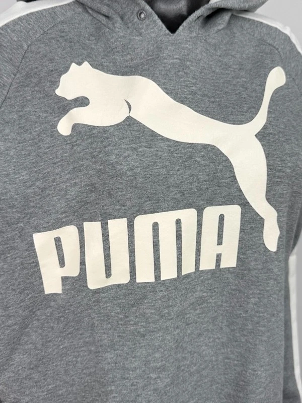 Sweat-shirt femme Puma taille S 40 gris coton polyester capuche logo sport - Photo 2/4