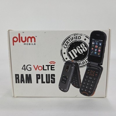 Plum RAM Plus 4G Volte Rugged Flip Phone, IP68 Shock Proof, T-Mobile   Black