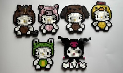 Kawaii Hello Kitty Animal Collection Perler Bead Art Pixel Art Handmade