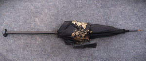 Antique Estate Victorian Mourning Parasol Trim Wood Handle for Repair 38" Long