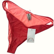 Dippin' Daisy's Nocturnal Bikini Bottom Coral Pink Ribbed Cheeky L D3032JRBLC