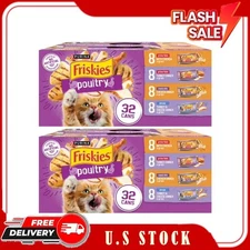 2 Pack Purina Friskies Poultry Gravy Wet Cat Food, Meaty Bits & Filets, 32 Cans