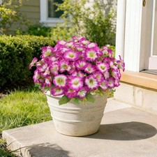 Artificial Flowers for Outdoors Faux Plants Outside 6 Bundles Rose Red Silk M...