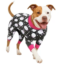 LovinPet Dog Pajamas Warm Fabric Fair Isle Stretch Night for Pitbull/Lab/Bulldog