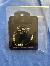 Jasmine Lane necklace 18" Chain w extender Faux Pearl And Plated Silver Jewelry