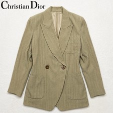 Christian Dior Vintage Tailored Jacket Size 7 Beige Striped Design