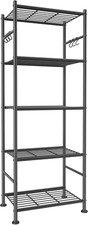 Storage Shelves - 5-Tier Large Capacity Shelf Organizer with Hooks, Heavy-Duty G