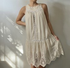 Champagne & Strawberry Bohemian Fairy Sheer Dress Halter Neck Embroidery