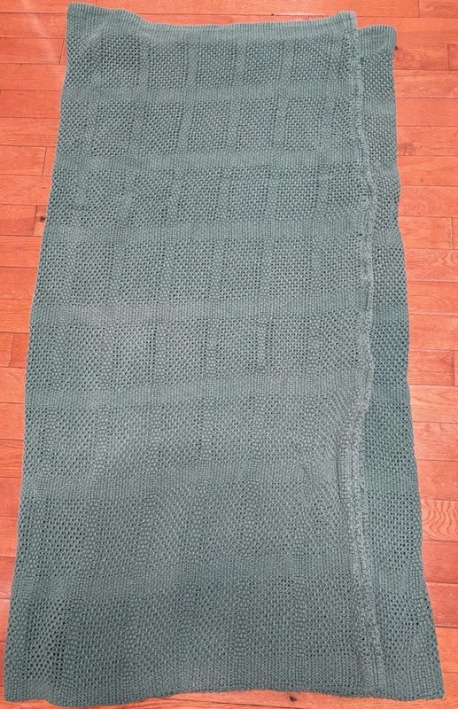 Green Knitted Throw Blanket Twin Solid Rectangular Adults Bedroom -Small Tare