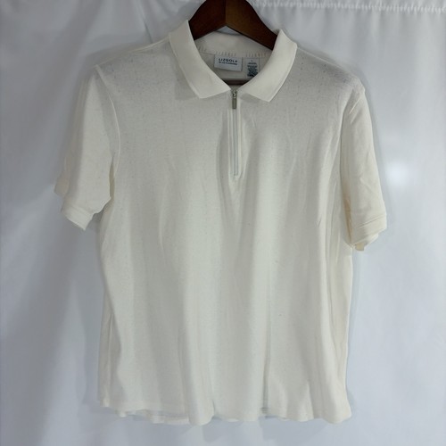 Lizgolf By Liz Claiborne Polo Shirt Womens Large White Zip Front Classic - Picture 1 of 4