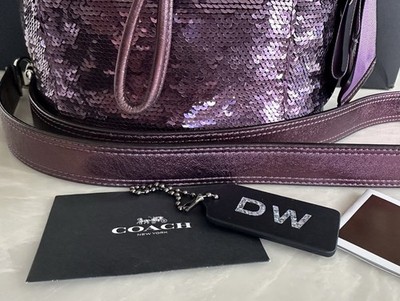 COACH POPPY SPECIAL EDITION SEQUINS AMETHYST CINCH DRAWSTRING