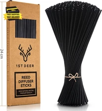 Reed Diffuser Sticks – 100 Pcs of Black Rattan Essential Oil Aroma Refill Wood S