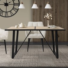 Table de salle à manger cuisine salon décor chêne brun 140x70 cm pieds en acier