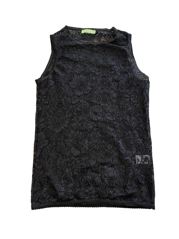 ARIES Black Floral Lace Sheer Sleeveless Shirt Top Blouse Tank Sz 2