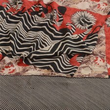 Sanskriti Vintage Sarees Multi Pure Georgette Silk Printed Sari 5Yd Craft Fabric