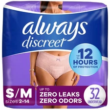 	Always Discreet Incontinence Underwear for Women Small/Medium 32 Count	