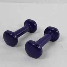 Lot of 2 Purple 1.85 lb Dumbbells Hand Weights Fitness Athletic Pre-owned