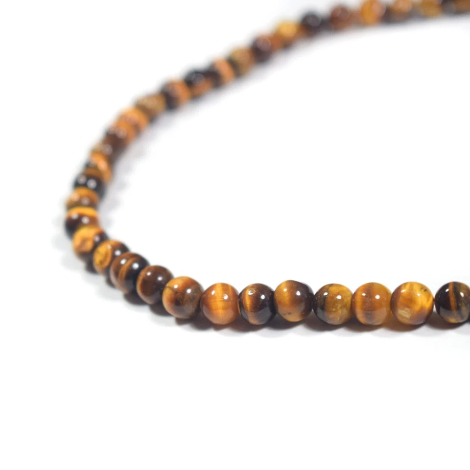 Pietra preziosa rotonda liscia occhio di tigre naturale A+ 6-7 mm 12" filo di... - Immagine 3 di 4