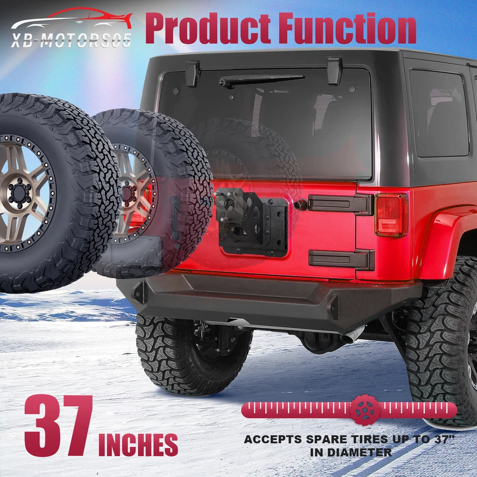 For 2007-2018 Jeep Wrangler JK JKU Unlimited Spare Tire Carrier Adjustable  - Image 2 of 4