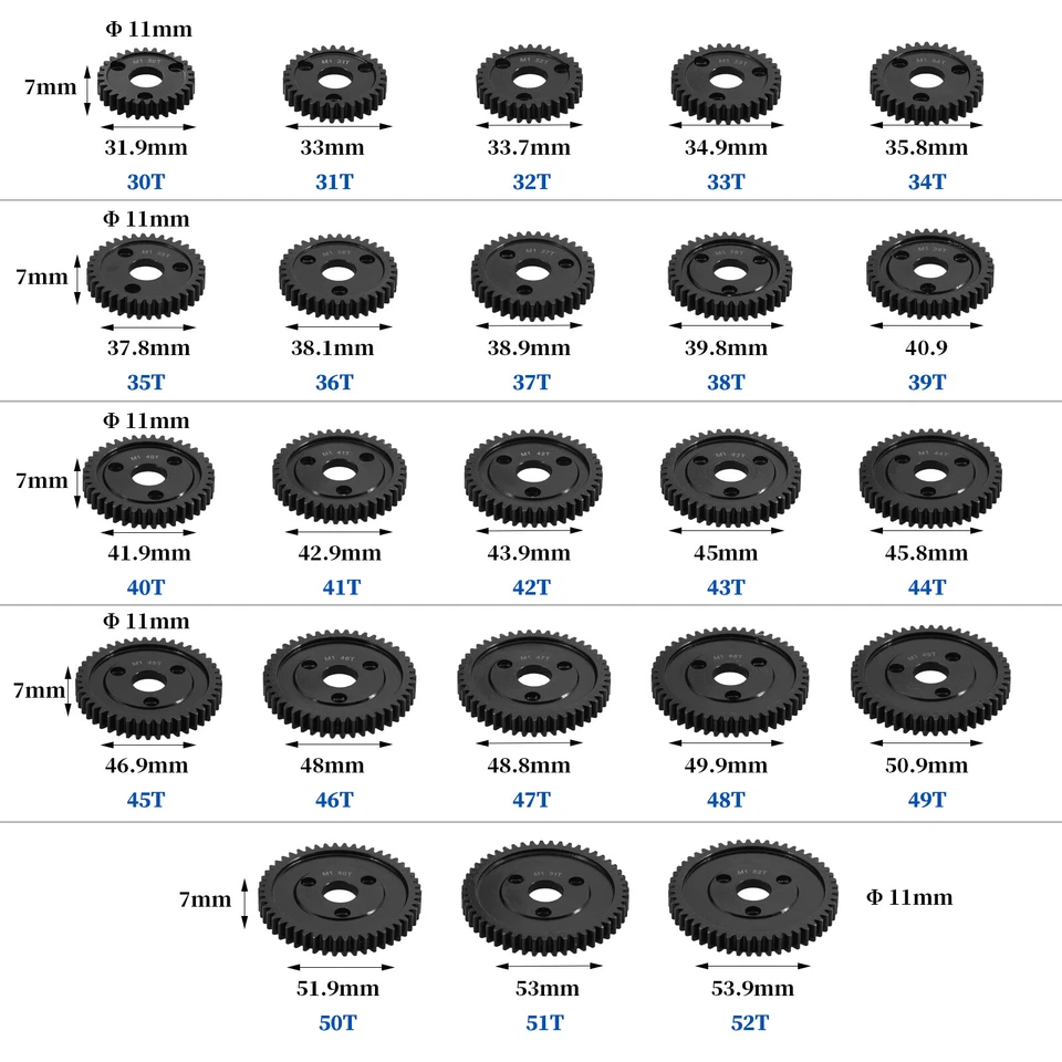 30T-52T MOD 1 M1 Spur Zahnrad Stahl für 1/8 1/10 TRAXXAS ARRMA HPI HOBAO LOSI - Bild 2 von 4