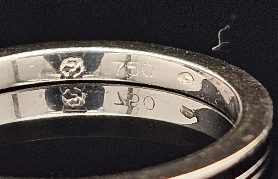 ANILLO BANDA ETERNIDAD APILABLE ESMALTE NEGRO HIDALGO ORO BLANCO 18K talla 6,5 Foto 2 de 4