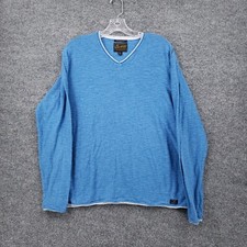 Lucky Brand Sweater Men Large Blue Welterweight Long Sleeve V Neck Pullover Knit