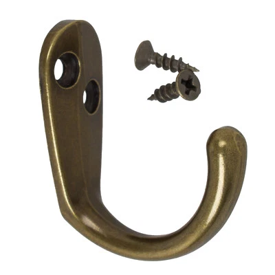GLIDERITE HARDWARE GlideRite - Antique Brass Single Coat Robe Wall Hook - 7005-AB-1