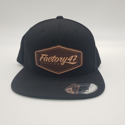 Factory 47 Cycles Snapback Hat Black - Leather Plate