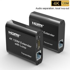 4K HDMI Extender 120M with Loop & Audio EDID over CAT5e/6 RJ45 for PS5 HDTV PC