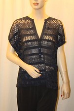 NEW BCBG MAX AZRIA DARK INK COTTON LACE SLEEVELESS TOP SVCG1I134/S124W SIZE S