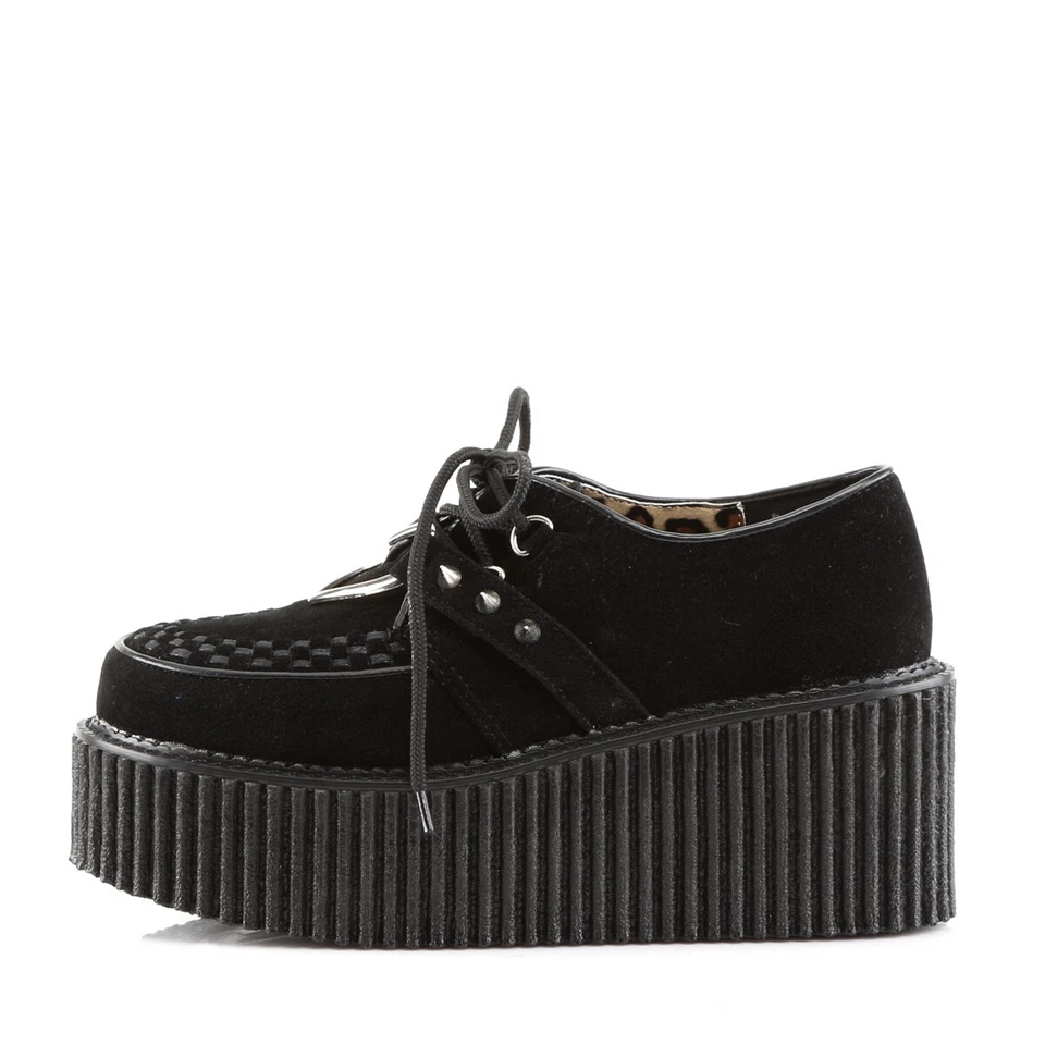 DEMONIA CREEPER-206 Women's Vegan Gothic Heart O-Ring Platform Creepers Shoes - Image 3 of 4