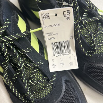 NWT Adidas Men 90S VALASION SHOES Core Black Hi-Res Yellow Size
