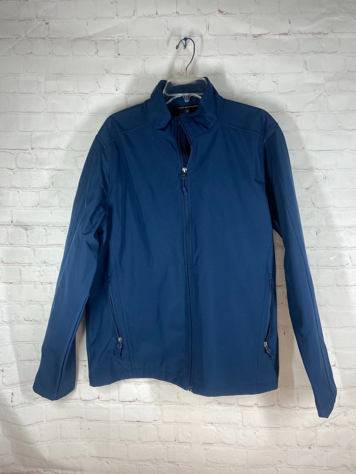 Port Authority Navy Windbreaker Fleece Lined Jacket w/ Zip Pockets- Men's Large