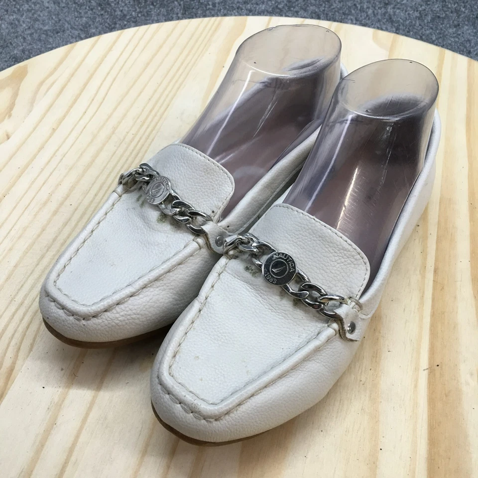 Nautica Shoes Womens 7 Raintree Loafer Flat Cream Faux Leather Casual Square Toe - Image 3 of 4