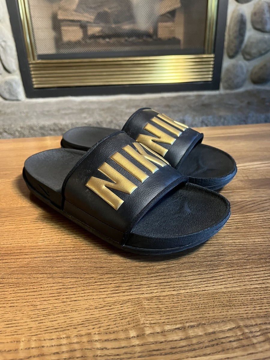 Nike OFFCOURT SLIDES Black/Metallic Gold BQ4639-010 Men's Sandals