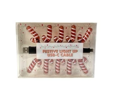Christmas Holiday Festive Candy Can Light Up USB-C Cable NEW