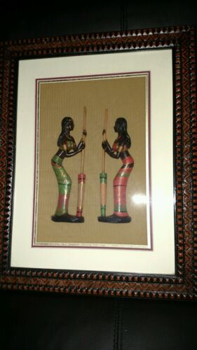 Szklana rama w obudowie etiopskie / afrykańskie kobiety relief rzeźba sztuka ścienna - Zdjęcie 1 z 12