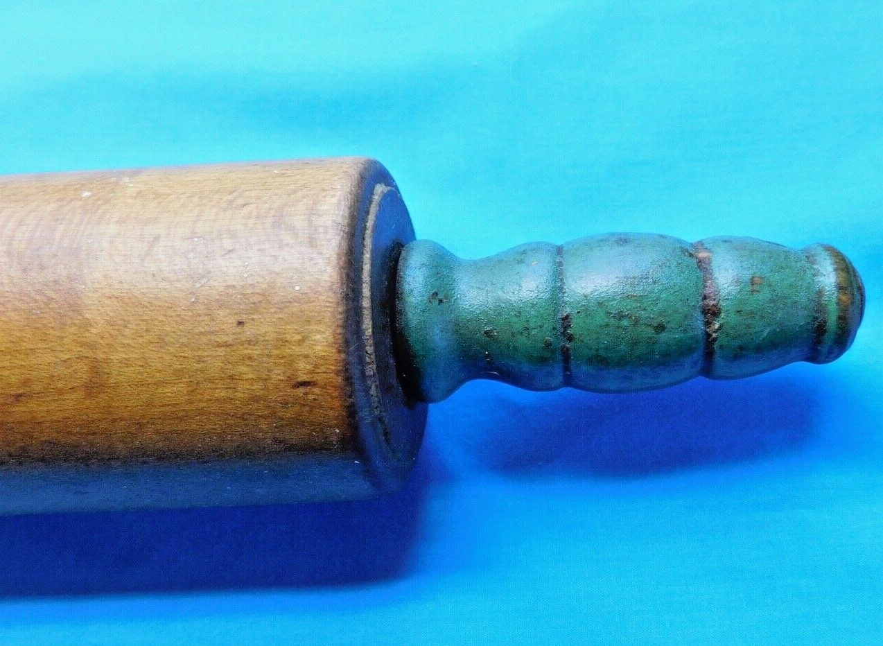 DEPRESSION ERA MAPLE ROLLING PIN WITH GREEN HANDLES 17" LONG eBay