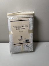 HiEnd Accents Quilted linen Euro Sham 26 X26 In Pillow Cover New   