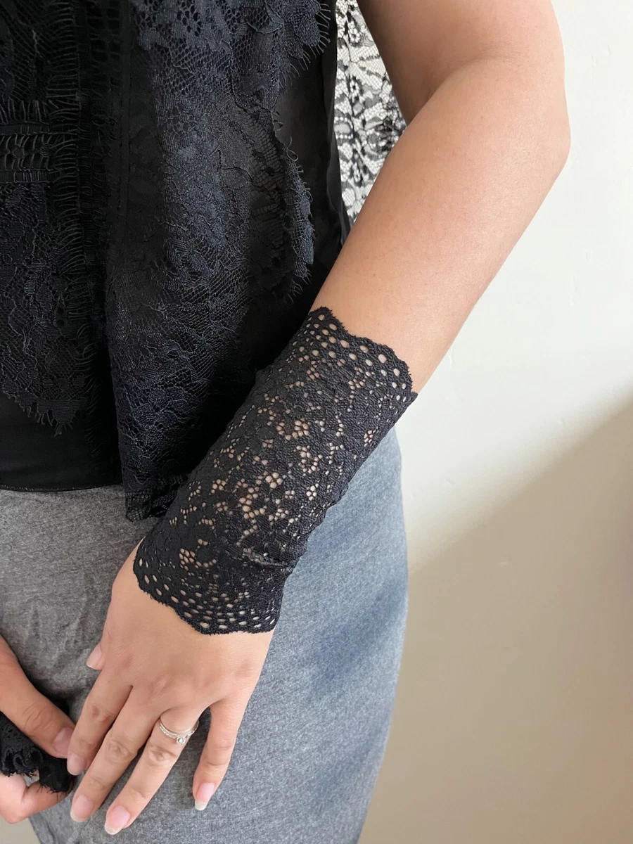 black arm band stretch lace arm cuff cover scar tattoo wrist