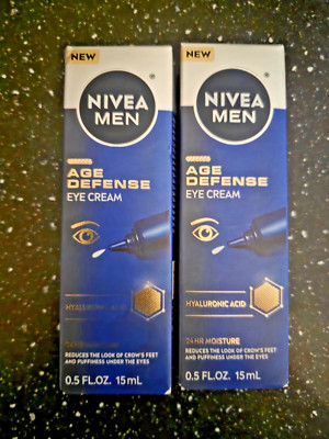 Lot of 2: Nivea Men Age Defense Eye Cream 24-Hour Hydrating 0.5 Fl Oz