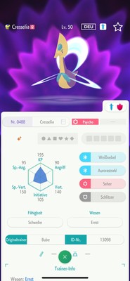 Pokémon Cresselia IV6 Shiny Deutsch - Pokémon Home - Schwert/Schild